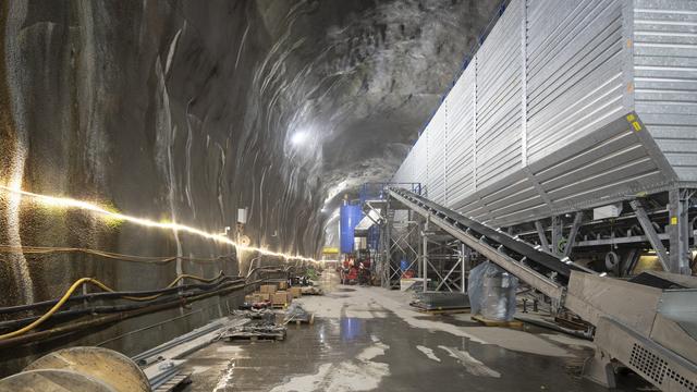 Les travaux du tunnel du Gothard. [Keystone - Gaetan Bally]