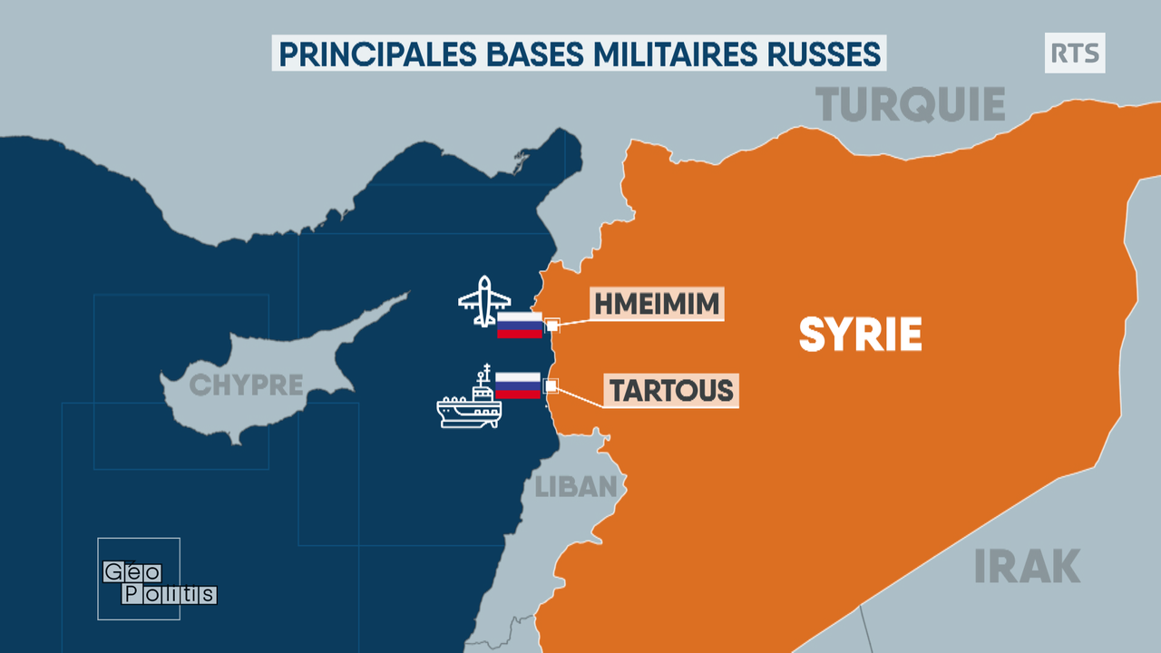 Tartous et Hmeimim, deux importantes bases militaires russes en Syrie. [RTS - Géopolitis]