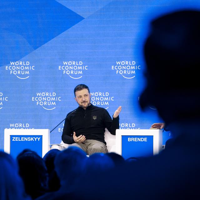 Avec Donald Trump au pouvoir, l'Europe risque d'être laissée pour compte, avertit Volodymyr Zelensky au WEF. [Keystone - Michael Buholzer]