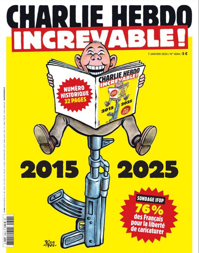 Dix ans jour pour jour après la tuerie du 7 janvier 2015, Charlie Hebdo sort mardi un numéro spécial de 32 pages. [AFP - HANDOUT]