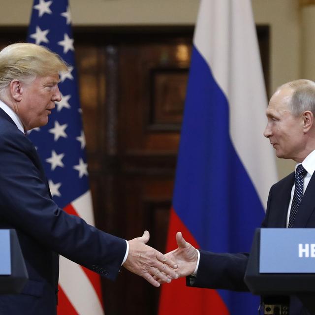 Donald Trump et Vladimir Poutine lors d'une rencontre à Helsinki en juillet 2018. [AP Photo - Alexander Zemlianichenko]