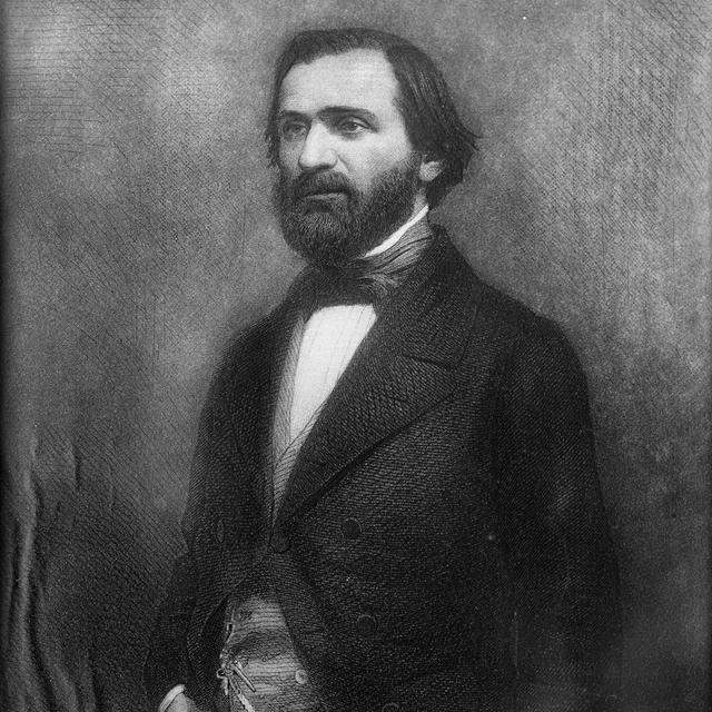 Giuseppe Verdi, gravure par J. Geoffroy. Vers 1860. [Roger Viollet]