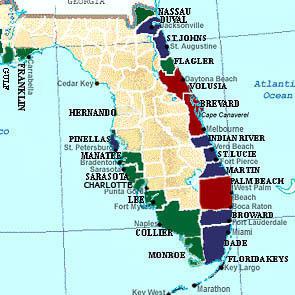 La carte des attaques de requin en 2010 en Floride. [International Shark Attack File]