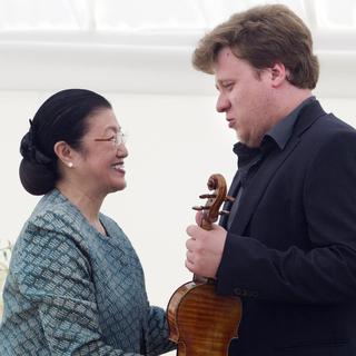 Le violoniste Andrey Baranov, fraîchement couronné par le Concours Reine Elisabeth de Belgique, le 29 mai 2012. [Bruno Fahy]