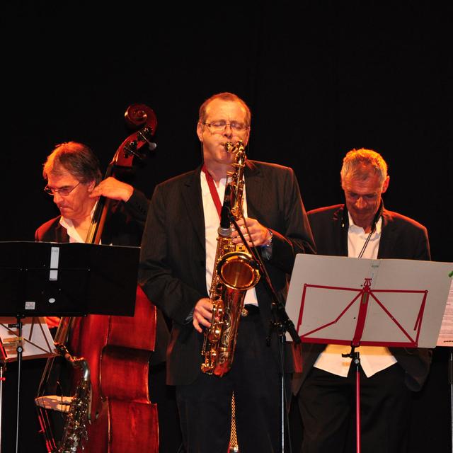 De gauche à droite: Jean-Marc Polier, David Burckhardt et Jacques Rossat du groupe Les Two Sax Brothers. [Caroline Weber]