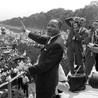 Martin Luther King durant la marche sur Washington, le 28 août 1963.