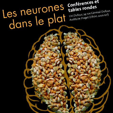 Affiche "Les neurones dans le plat", dans le cadre de la semaine internationale du cerveau, 2013 [unige.ch]