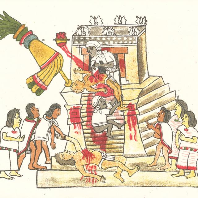 Cérémonie sacrificielle aztèque, Codex Magliabechiano, 1904 [DP]