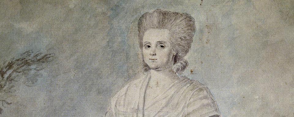 Portrait de Olympe de Gouges (Madame Aubry) (1748-1793), femme de lettres et révolutionnaire française. Aquarelle anonyme du 18e siècle. Paris, Musée du Louvre. [Leemage / AFP]