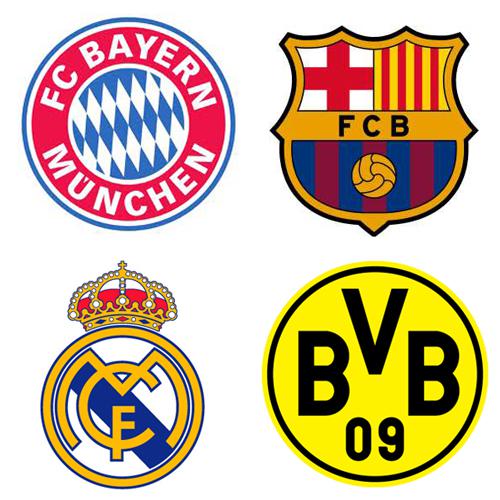 Bayern, Barça, Real Madrid, Borussia Dortmund.