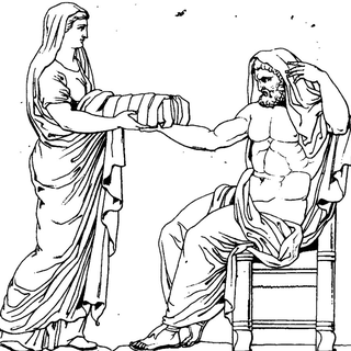 Rhéa présentant une pierre emmaillotée à Cronos dessin du bas-relief d'un autel romain. [D.P.]
