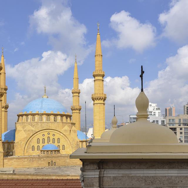 Mosquée Al Amin vue depuis le campanile de la cathédrale Saint Georges. [David Hury]