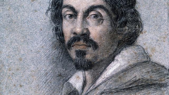 Portrait du Caravage (Michelangelo Merisi dit il Caravaggio). Dessin de Ottavio Leoni (1587 - 1630). Biblioteca Marucelliana. Florence. [Leemage]