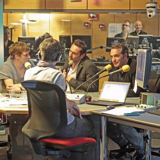 De gauche à droite: Pierre Aucaigne, Cédric Jimenez, Gilles Lellouche et Jean Dujardin. [Andréanne Quartier-la-Tente]
