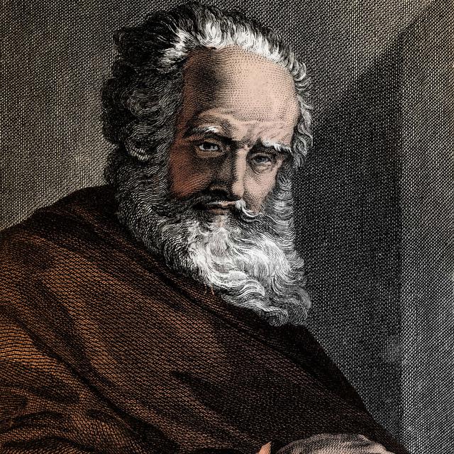 Héraclite (vers 540-vers 480 avant J.-C.), philosophe grec. Gravure d'Hippolyte Pauquet (XIXème siècle), d'après Lespagnolet.