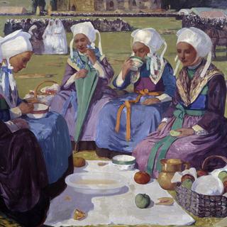 Les femmes de Plougastel au Pardon de Sainte Anne la Palud (1903), de Charles Cottet. [Leemage - Photo Josse]