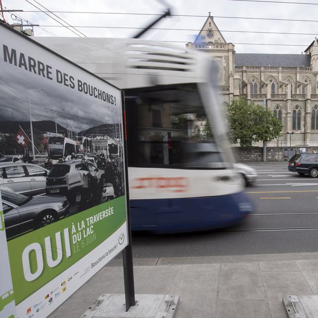 Des lignes de tramways passées au futur Léman express, la mobilité de Genève est pour le moins mouvementée. [Keystone - Martial Trezzini]