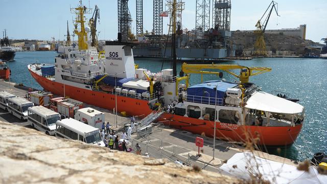 L'aquarius dans le port de Bolier Wharf in Senglea à Malte. [AFP - Matthew Mirabelli]