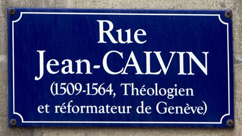 Plaque de la rue Jean-Calvin, à Genève.
Salvatore di Nolfi
Keystone [Salvatore di Nolfi]