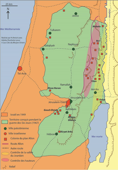 Carte des territoires conquis par Israël pendant la guerre des Six jours [lesclesdumoyenorient.com]