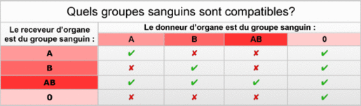 Quels groupes sanguins sont compatibles? [admin.ch - OFSP]