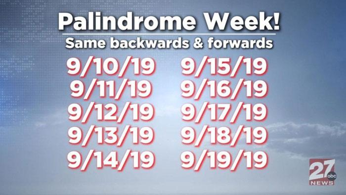 Dates palindromes en septembre 2019 [WKOW news]