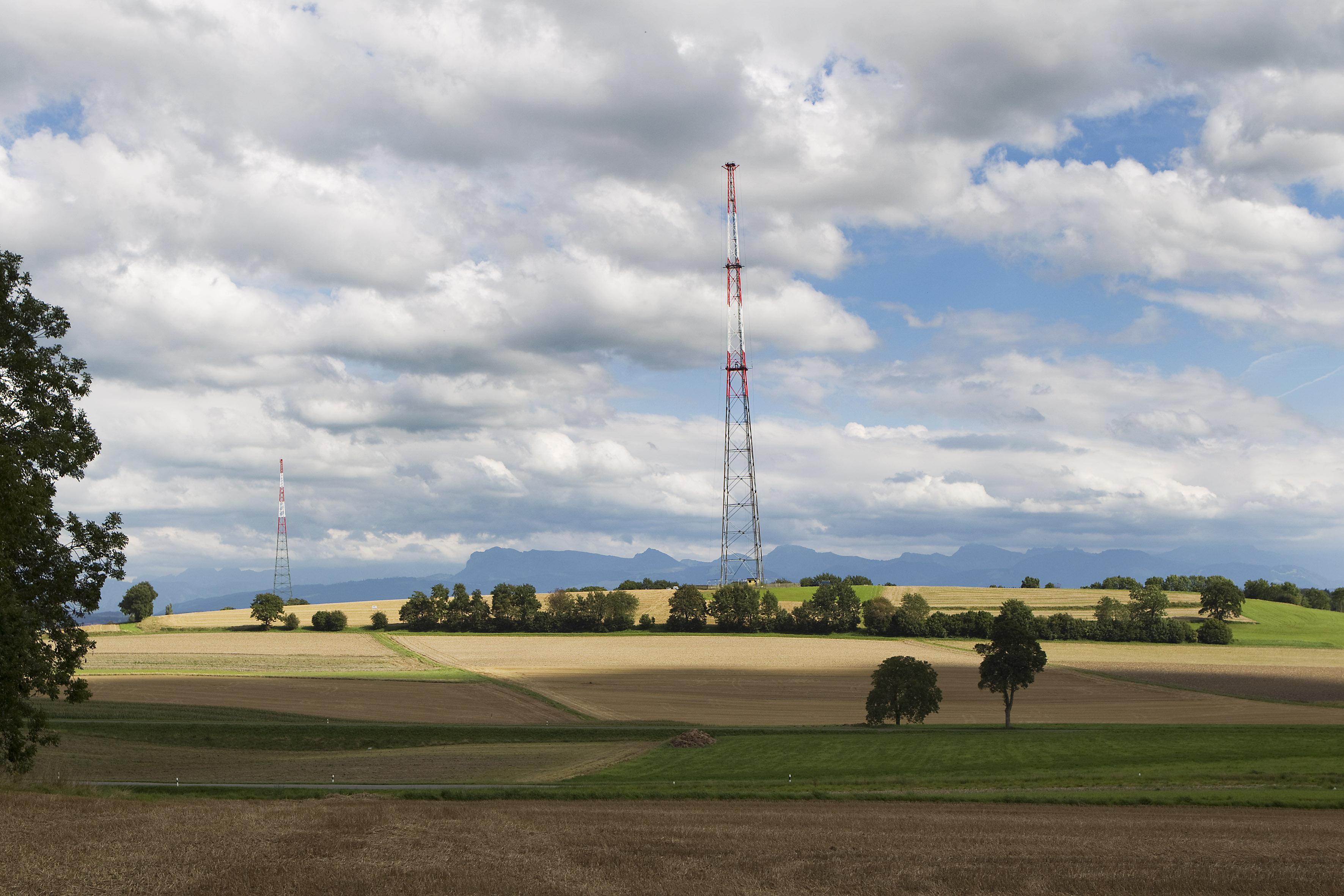 Les deux antennes de Sottens, en 2014. [RTS - Jessica Genoud]