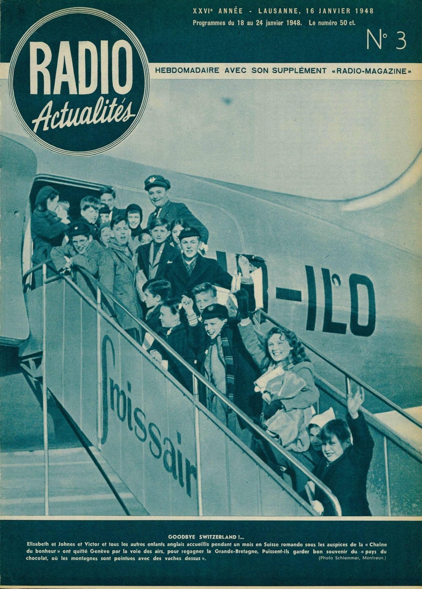 Enfants anglais. Couverture du Radio Actualité, 16 janvier 1948. [Archives RTS]