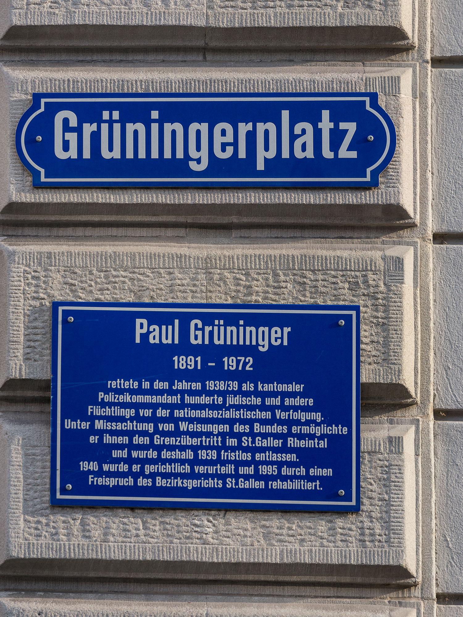 Plaque commémorative de la Grüningerplatz, à Saint-Gall [wikimedia - JoachimKohlerBremen]