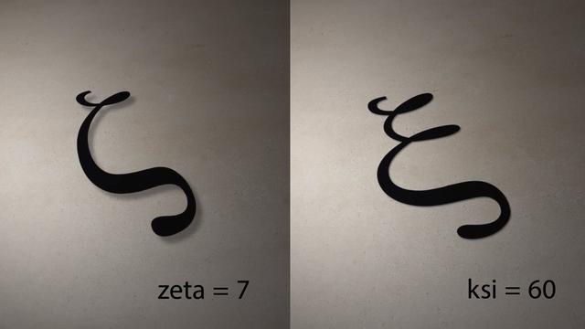 Les lettres "zeta" et "ksi" dont les graphies très proches sont certainement à l'origine de l'erreur d'un moine copiste. [Climage]