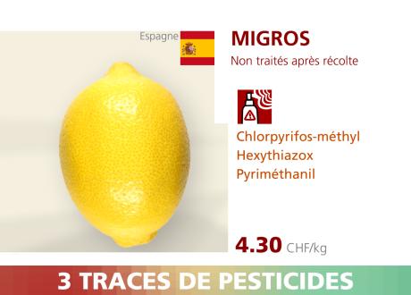 Citron - Migros - 3 pesticides.