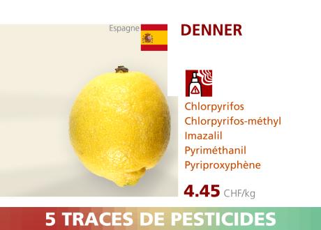 Citron - Denner - 5 pesticides.