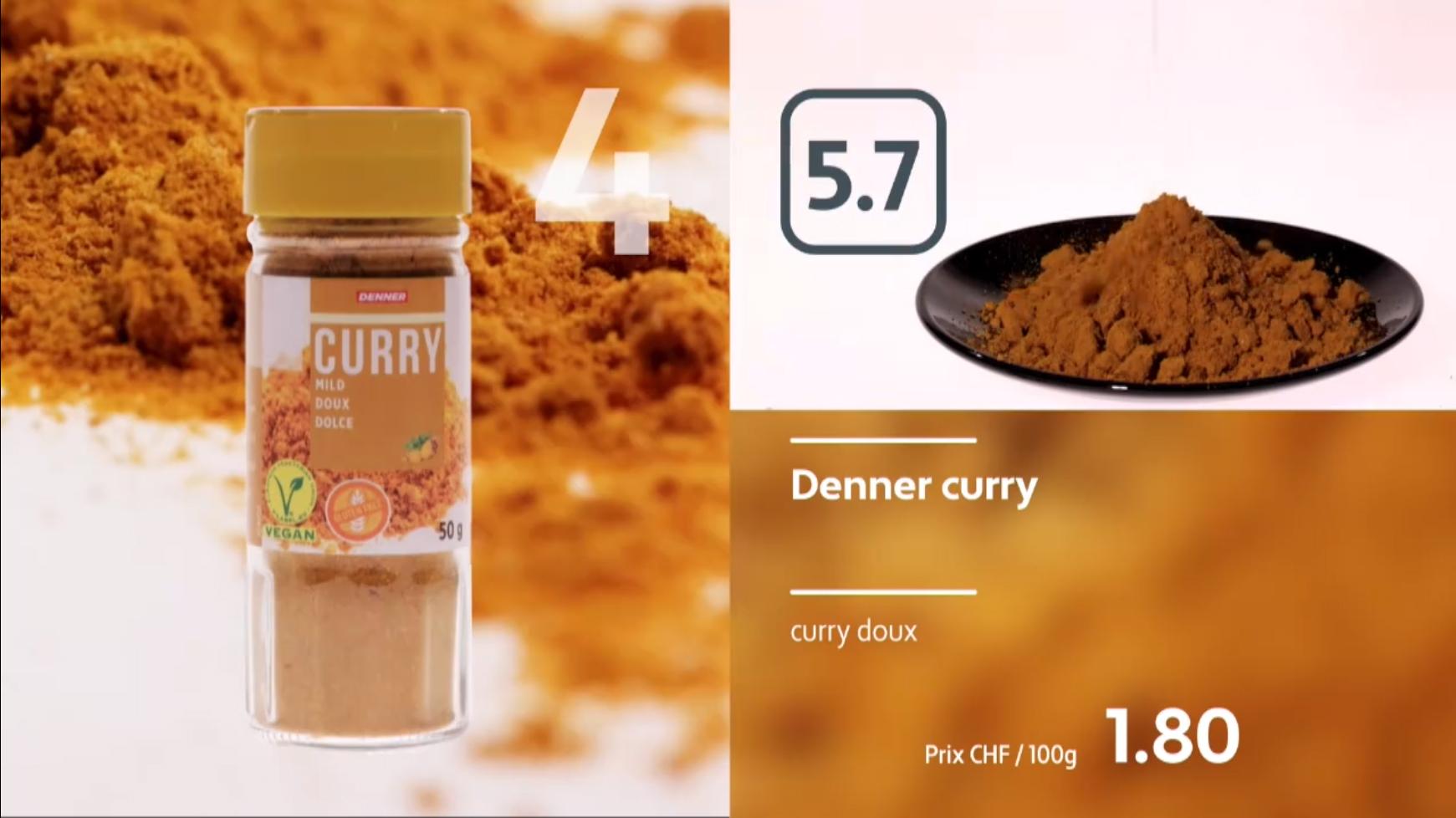 Dégustation de curry doux industriels.