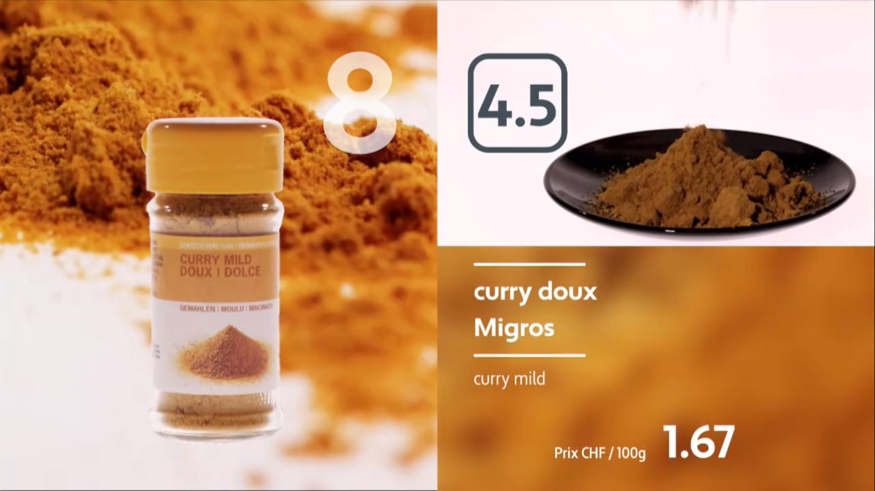 Dégustation de curry doux industriels.