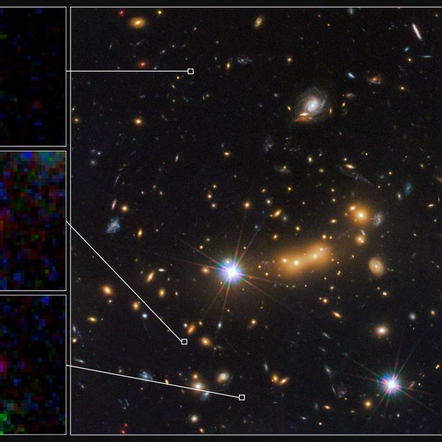 La plus lointaine galaxie identifiée par le téléscope Hubble. [nasa / esa / M. Postman and D. Coe / CLASH team]