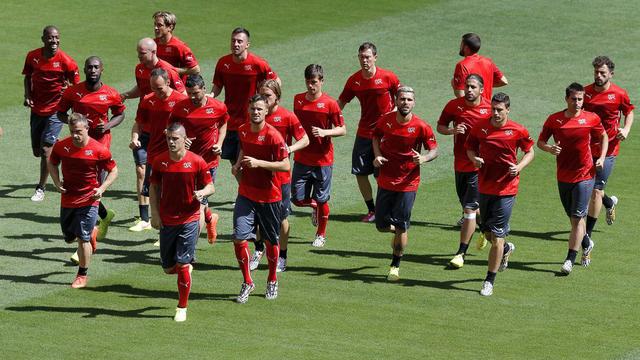 L'équipe de Suisse de football à l'entrainement lors de la Coupe du monde 2014 au Brésil.
Robert Ghement
Keystone [Robert Ghement]