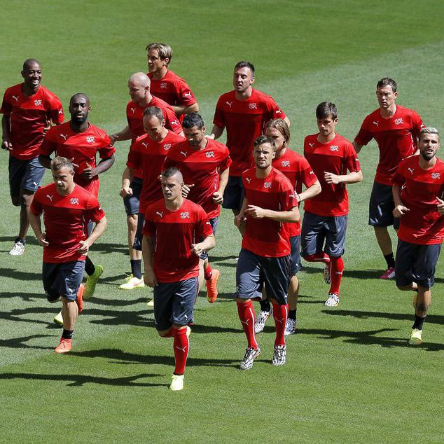 L'équipe de Suisse de football à l'entrainement lors de la Coupe du monde 2014 au Brésil.
Robert Ghement
Keystone [Robert Ghement]