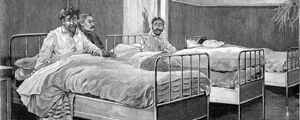 Hospice de Sainte Anne à Paris en 1898. Le dortoir des agités, par P.Thiriat. 
Roger-Viollet 
AFP [Roger-Viollet]