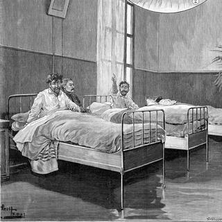 Hospice de Sainte Anne à Paris en 1898. Le dortoir des agités, par P.Thiriat. 
Roger-Viollet 
AFP [Roger-Viollet]