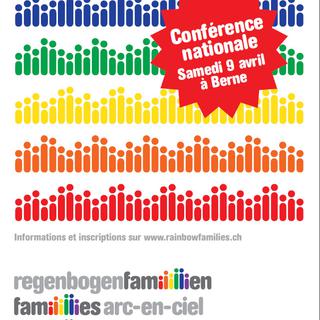 Détail du flyer 2011 de la Conférence nationale sur les familles arc-en-ciel. [rainbowfamilies.ch]