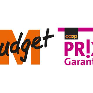 Logos des marques M Budget (Migros) et Prix Garantie (Coop). [Migros / Coop]