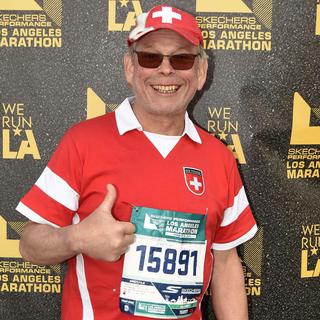 Bernard Rosset à l'arrivée du marathon de Los Angeles. [Bernard Rosset]