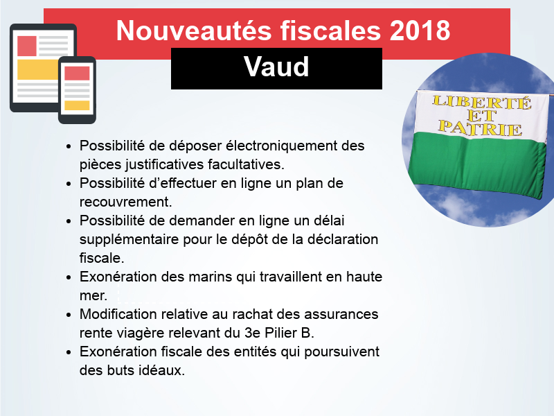 Nouveautés fiscales 2018: Vaud. [RTS]
