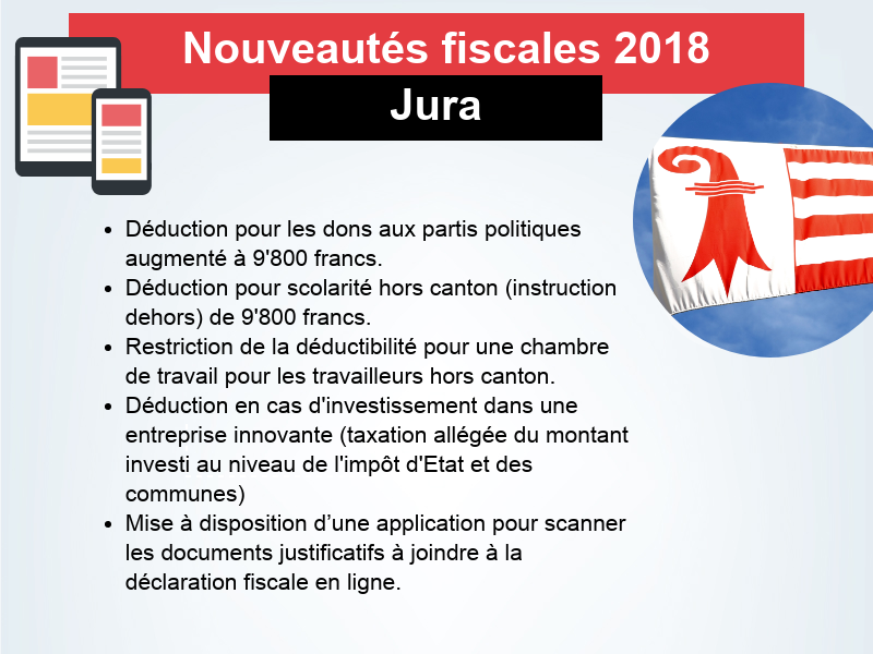 Nouveautés fiscales 2018: Jura. [RTS]