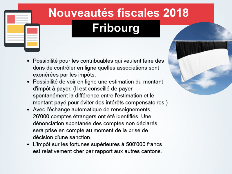 Nouveautés fiscales 2018: Fribourg. [RTS]