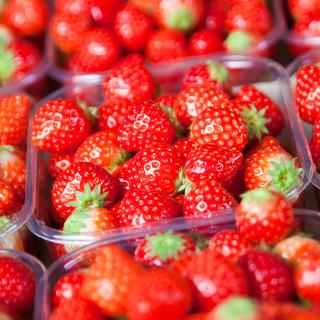 Dans les grandes surfaces, les fraises sont actuellement vendues en action. [Depositphotos - kotomiti]