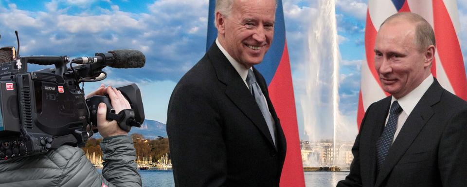 Sommet Biden - Poutine à Genève filmé par la RTS. [photo-montage]