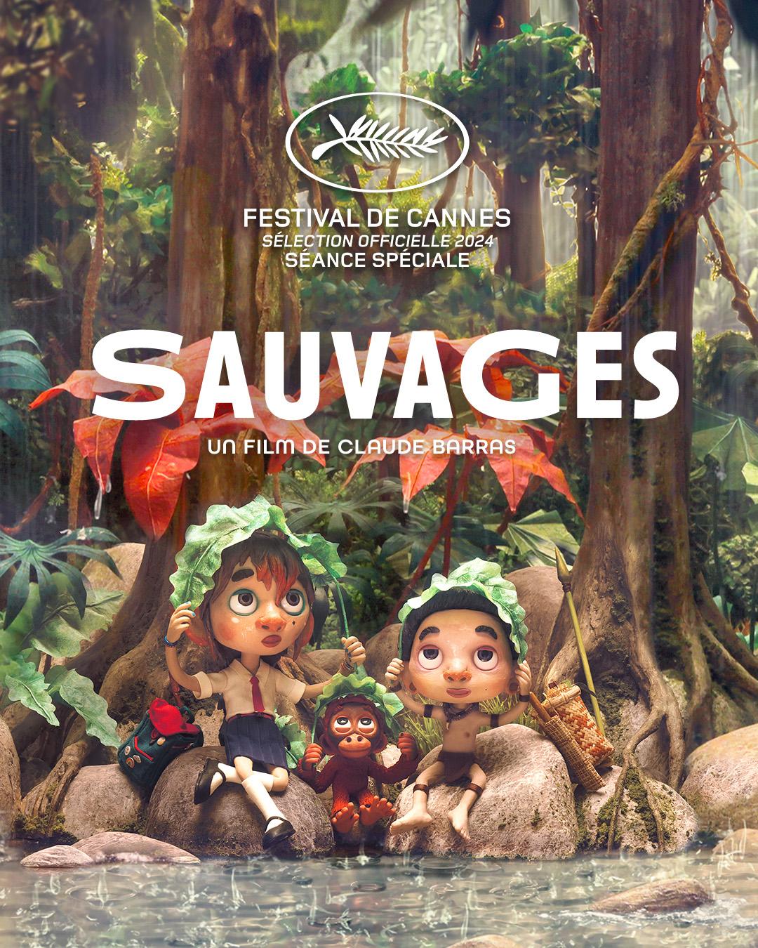 L'affiche de "Sauvages", un film de Claude Barras. [RTS - France 3 Cinéma - Proximus - VOO - Be Tv - RTBF - Gebeka International - Anton Capital Entertainment - © 2024 - Nadasdy Film - Haut et Court - Panique! - Hélium Films – Beast Animation]