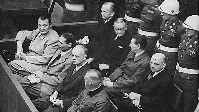 Hermann Göring, Rudolf Hess, Joachim von Ribbentrop et Wilhelm Keitel à Nuremberg, en 1946. [Reuters]