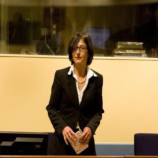 Florence Hartmann en octobre 2008 au TPIY à La Haye. [Olaf Kraak - EPA/Keystone]